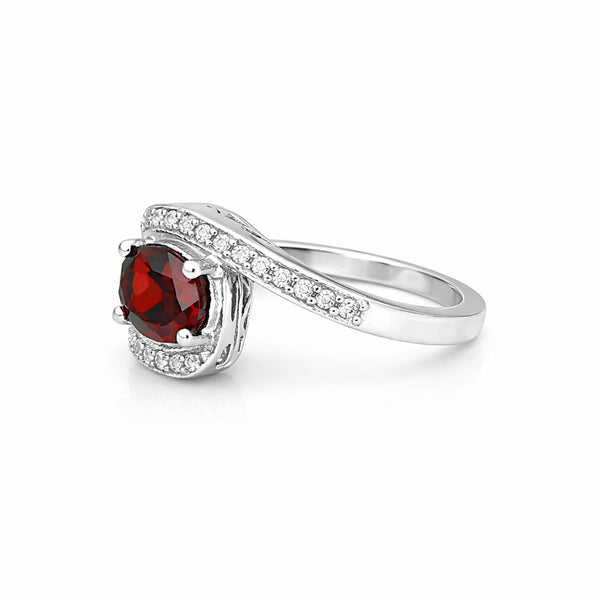 Garnet Oval Solitaire Gemstone Ring 3.80 Ct. 925 Sterling Silver Women Gift Her