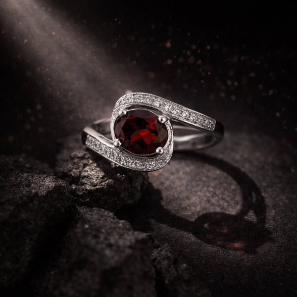 Garnet Oval Solitaire Gemstone Ring 3.80 Ct. 925 Sterling Silver Women Gift Her