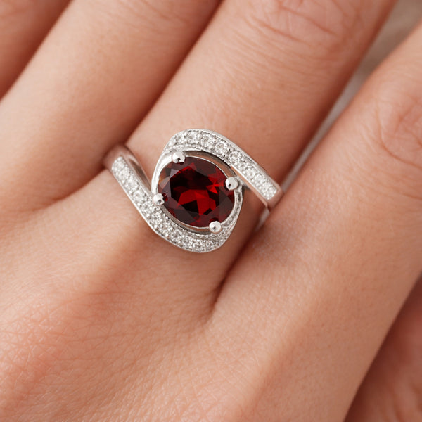 Garnet Oval Solitaire Gemstone Ring 3.80 Ct. 925 Sterling Silver Women Gift Her