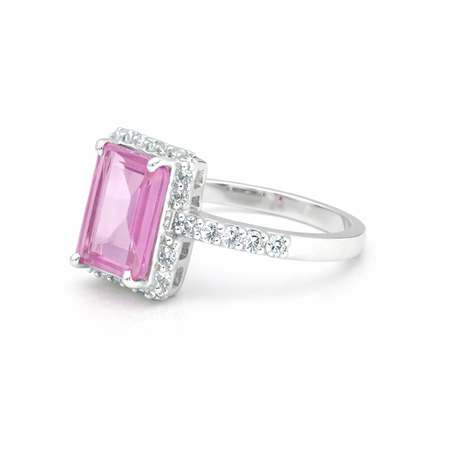 Pink Kunzite Emerald Cut Solitaire Ring 3.66 Ct. 925 Sterling Silver Gift for He