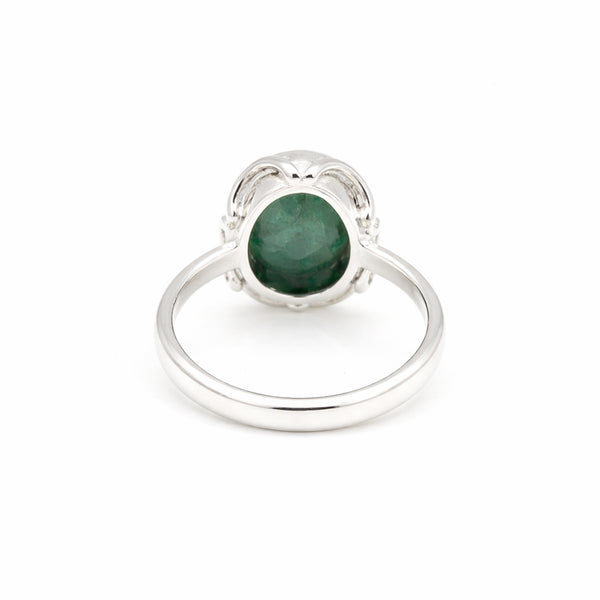 2.50 Ct. Emerald Oval Solitaire Ring 925 Sterling Silver Wedding Fine Jewelry