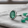 2.50 Ct. Emerald Oval Solitaire Ring 925 Sterling Silver Wedding Fine Jewelry