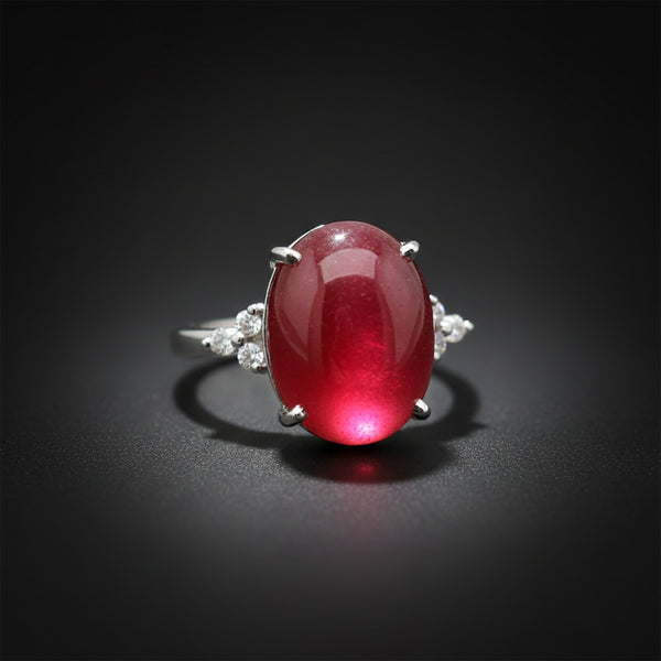 EGL Certified Ruby Oval Cut 4.55 Ct. Gemstone Ring 925 Sterling Silver Women Gif