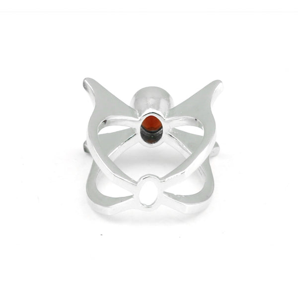 Red Garnet Solitaire Ring 3.65 Ct. Oval Cut 925 Sterling Silver Stackable Band