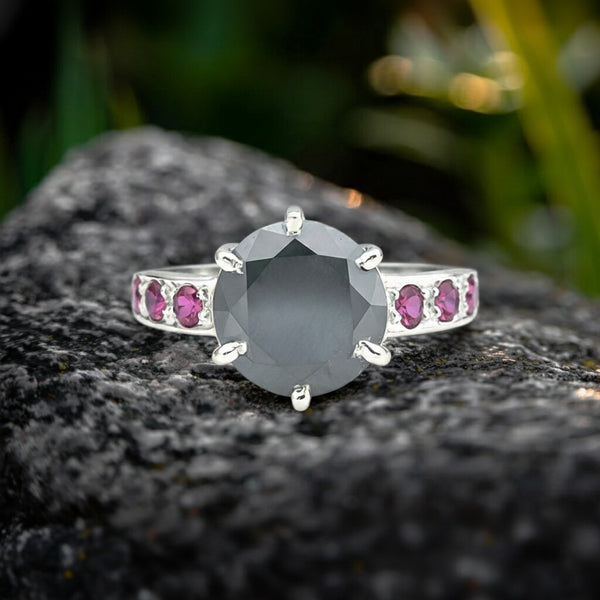 3.80 Ct. Moissanite Round Cut Ring 925 Sterling Silver Women Fine Jewelry