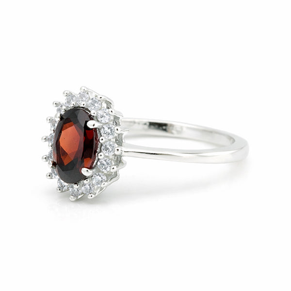 Garnet Gemstone Ring 4.80 Ct. Oval Cut 925 Sterling Silver Wedding Gift Her
