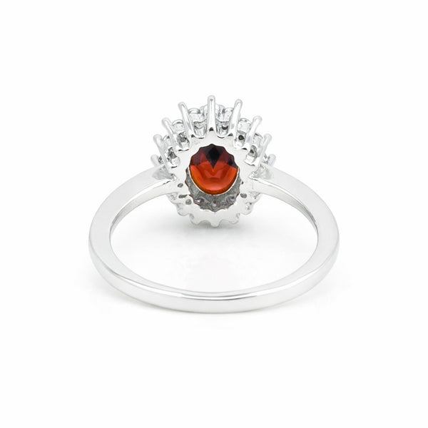 Garnet Gemstone Ring 4.80 Ct. Oval Cut 925 Sterling Silver Wedding Gift Her