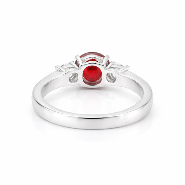 Red Garnet Oval Ring 3.00 Ct. 925 Sterling Silver Stackable Eternity Band Gift