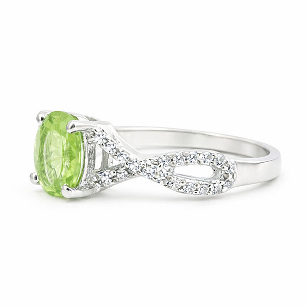 3.00 Ct. Green Amethyst Ring Oval Cut 925 Sterling Silver Eternity Band Fine Gif