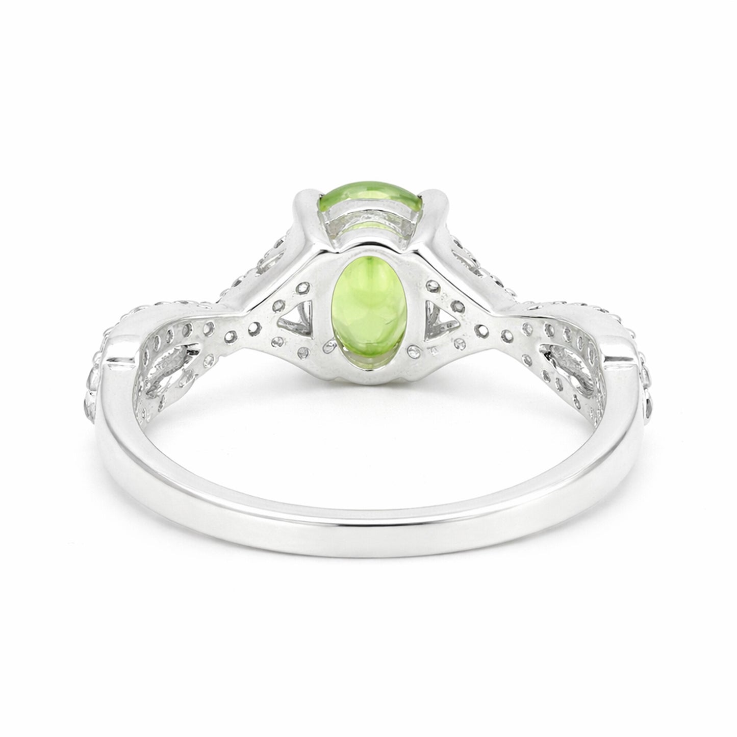 3.00 Ct. Green Amethyst Ring Oval Cut 925 Sterling Silver Eternity Band Fine Gif