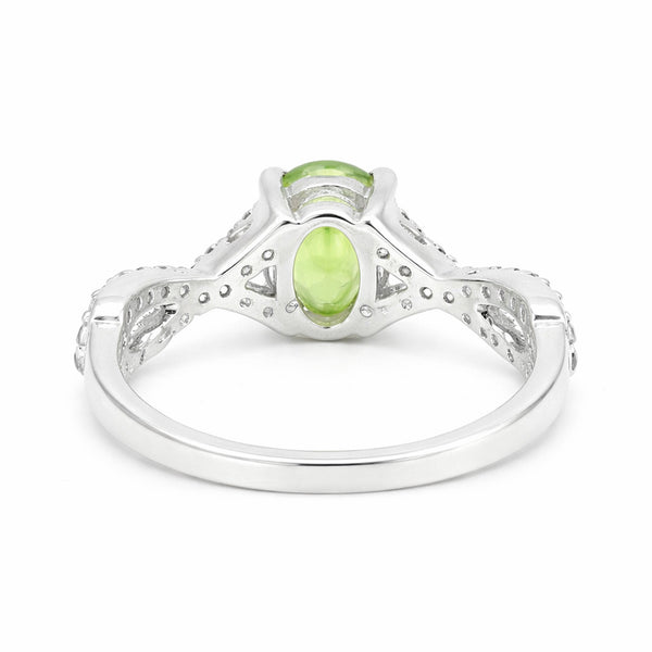 3.00 Ct. Green Amethyst Ring Oval Cut 925 Sterling Silver Eternity Band Fine Gif