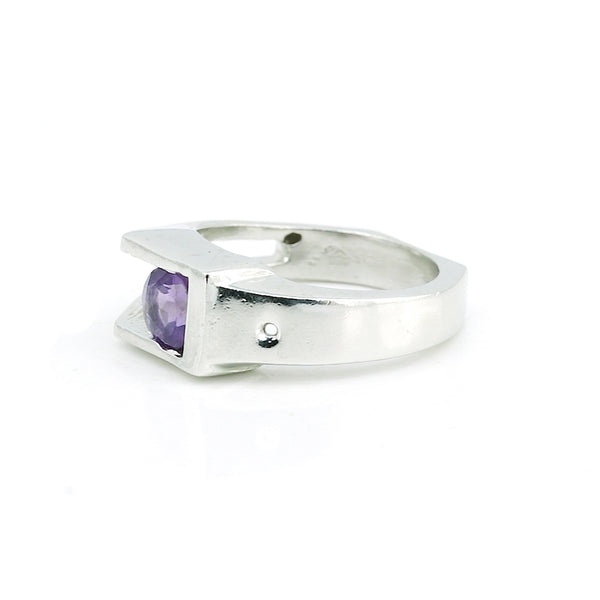 Purple Amethyst Round Cut Solitaire Ring 3.65 Ct. 925 Sterling Silver Gift for H