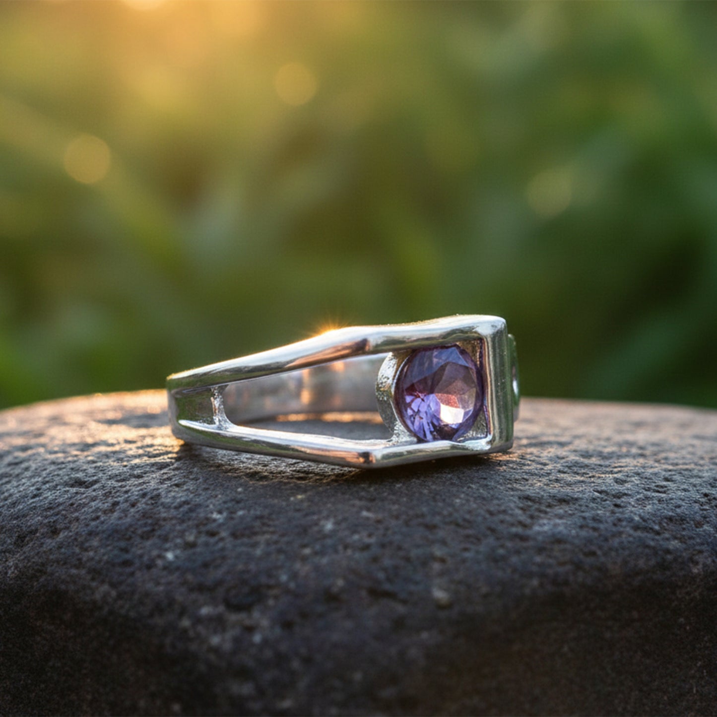 Purple Amethyst Round Cut Solitaire Ring 3.65 Ct. 925 Sterling Silver Gift for H