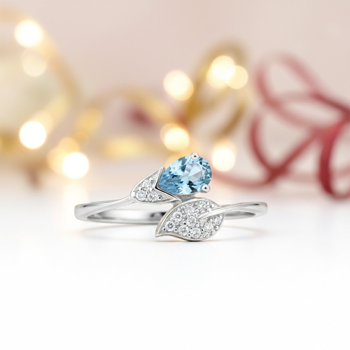 Aquamarine Pear Cut 6.50 Ct. Gemstone Ring 925 Sterling Silver Women Gift
