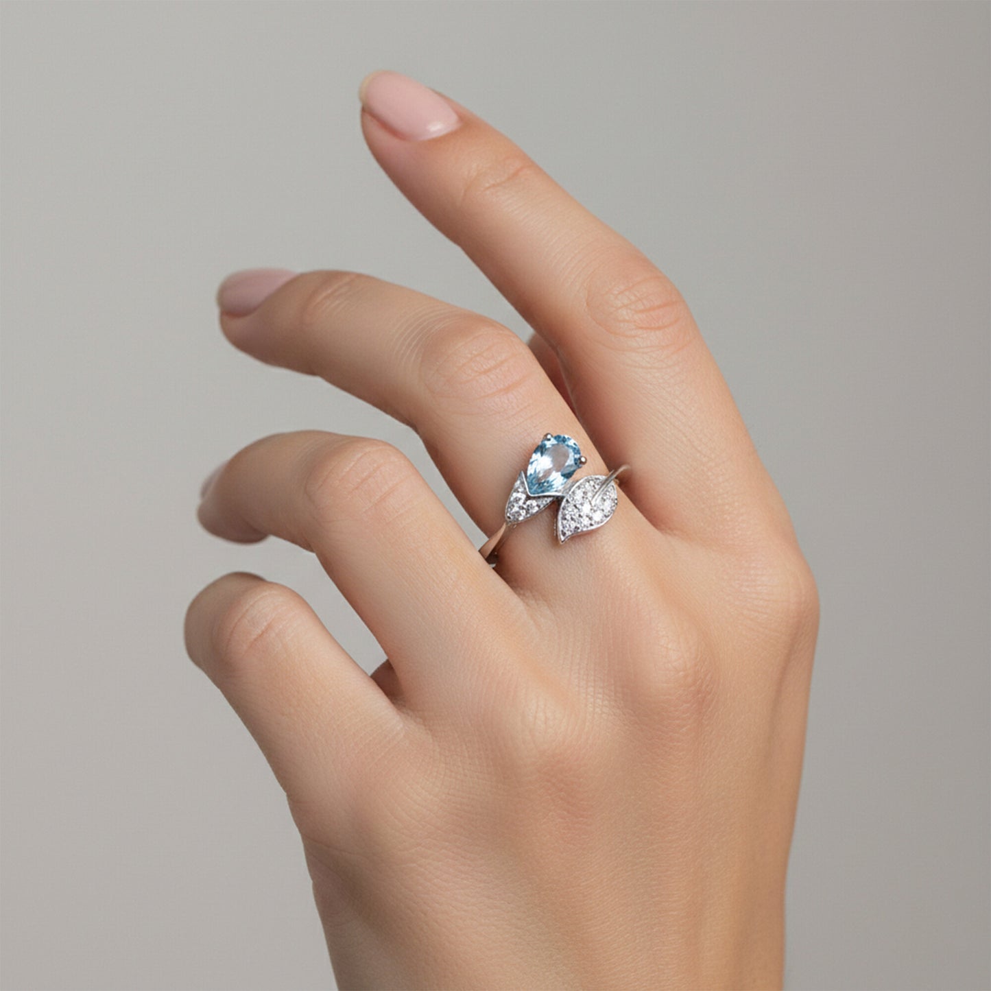 Aquamarine Pear Cut 6.50 Ct. Gemstone Ring 925 Sterling Silver Women Gift