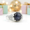 Black Pearl Solitaire Ring 7.50 Ct. Round Cut 925 Sterling Silver Stackable Band