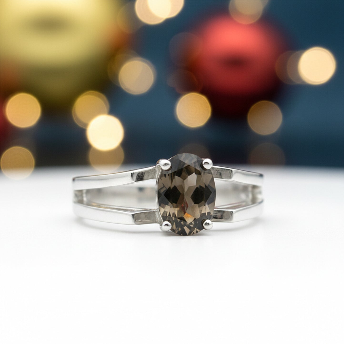 Oval Cut Topaz Ring 2.80 Ct. 925 Sterling Silver Eternity Band Gift for Her