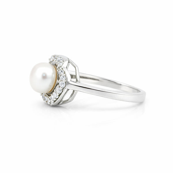 EGL Certified 3.20 Ct. Pearl Round Cut Ring 925 Sterling Silver Women Fine Jewel