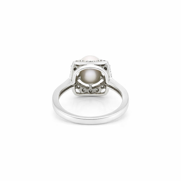 EGL Certified 3.20 Ct. Pearl Round Cut Ring 925 Sterling Silver Women Fine Jewel