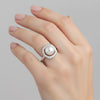 EGL Certified 3.20 Ct. Pearl Round Cut Ring 925 Sterling Silver Women Fine Jewel