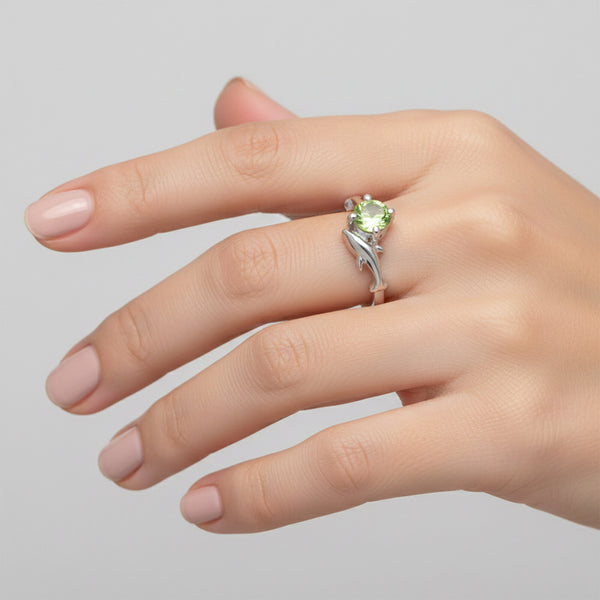 5.50 Ct. Green Amethyst Ring Round Cut 925 Sterling Silver Eternity Band Fine Gi