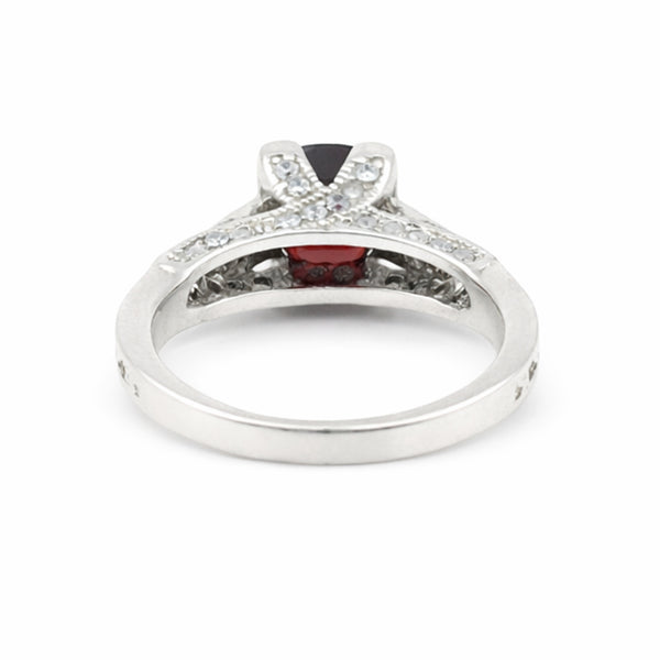 Red Garnet Cushion Cut Solitaire Ring 1.50 Ct. 925 Sterling Silver Gift for Her