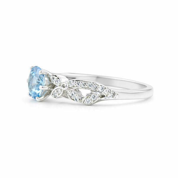 4.50 Ct. Aquamarine Round Solitaire Ring 925 Sterling Silver Valentine's Day Fin