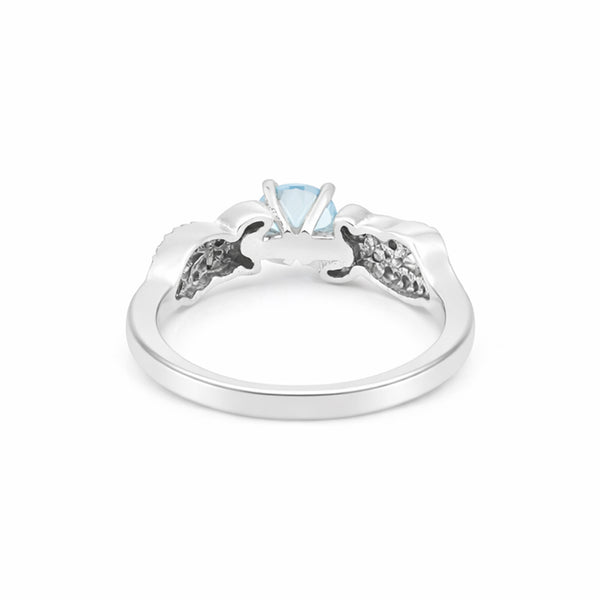 4.50 Ct. Aquamarine Round Solitaire Ring 925 Sterling Silver Valentine's Day Fin
