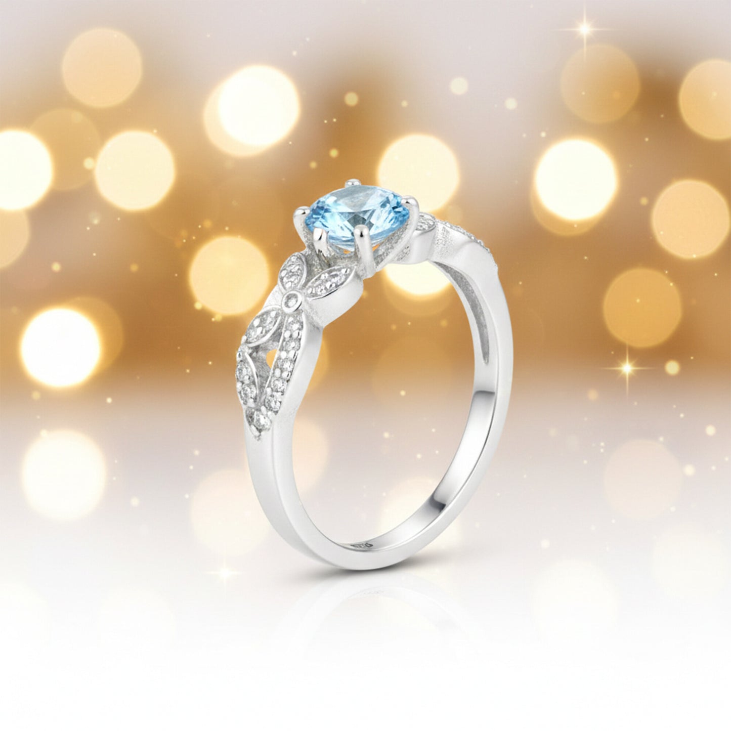 4.50 Ct. Aquamarine Round Solitaire Ring 925 Sterling Silver Valentine's Day Fin