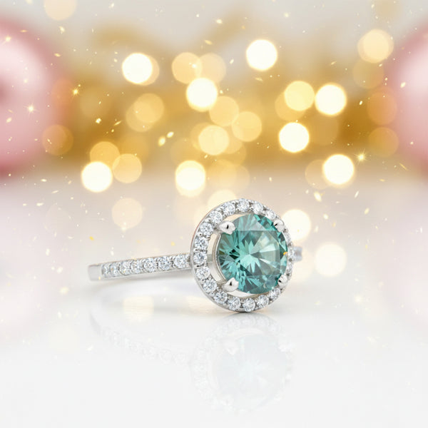 Blue Moissanite Solitaire Ring 6.50 Ct. Round Cut 925 Sterling Silver Stackable