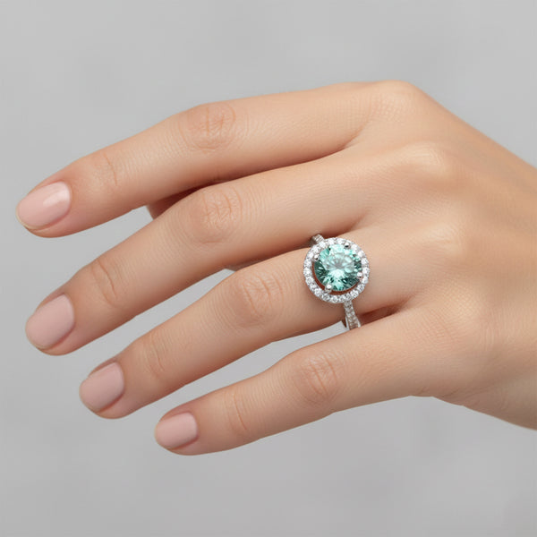 Blue Moissanite Solitaire Ring 6.50 Ct. Round Cut 925 Sterling Silver Stackable