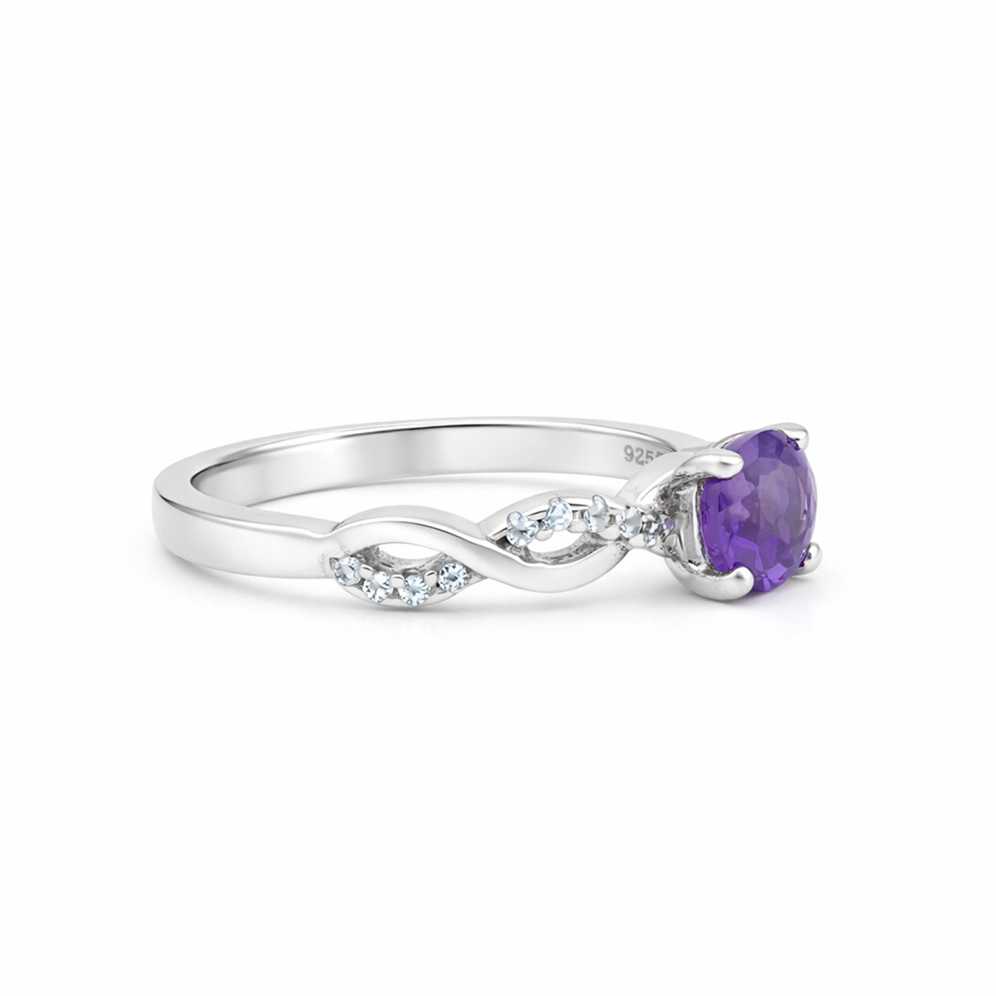 Round Cut Amethyst Ring 2.80 Ct. 925 Sterling Silver Eternity Band Gift for Her