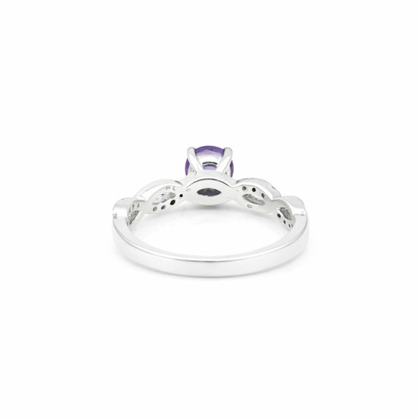 Round Cut Amethyst Ring 2.80 Ct. 925 Sterling Silver Eternity Band Gift for Her