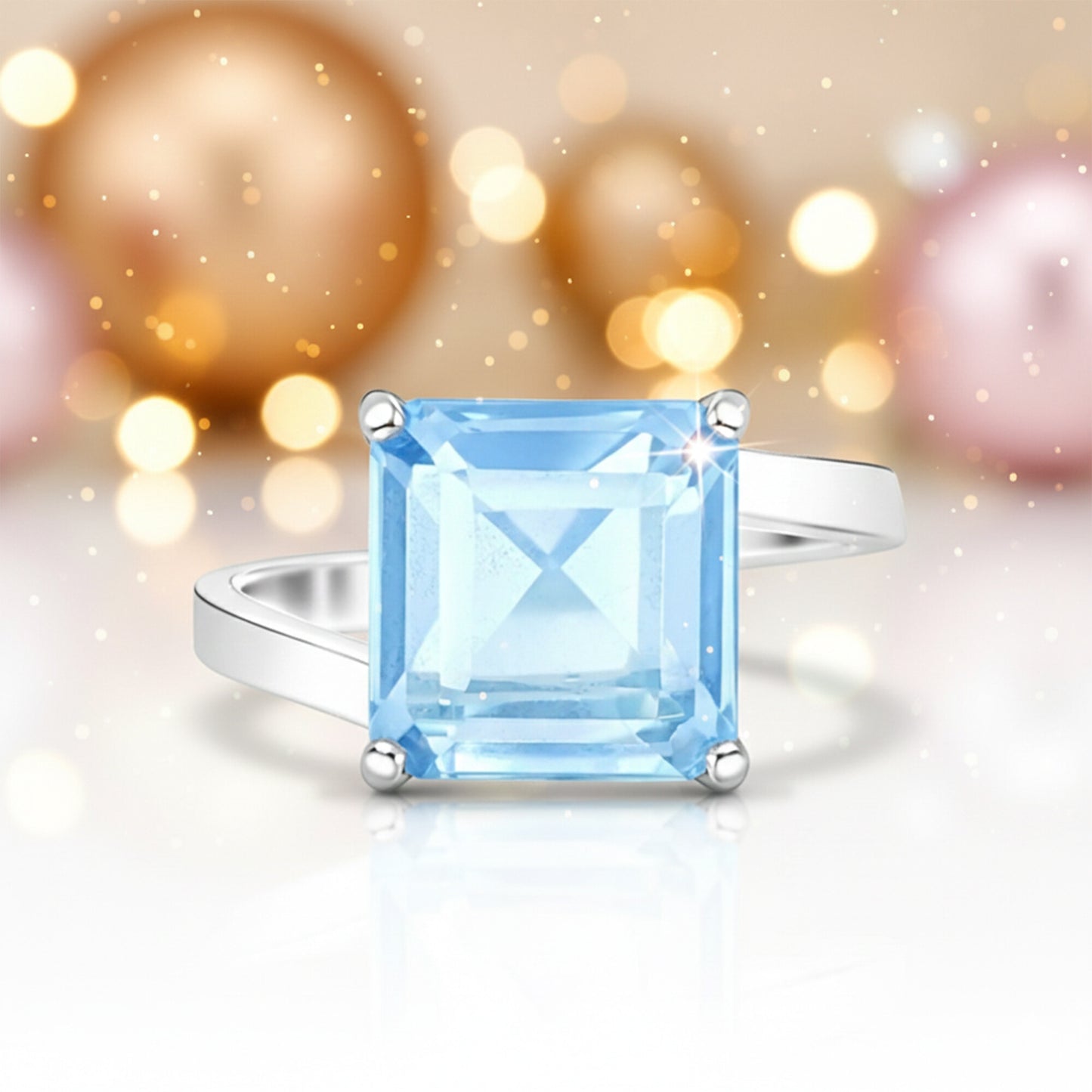 2.65 Ct. Topaz Square Cut Ring 925 Sterling Silver Women Fine Jewelry for Women