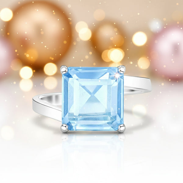 2.65 Ct. Topaz Square Cut Ring 925 Sterling Silver Women Fine Jewelry for Women