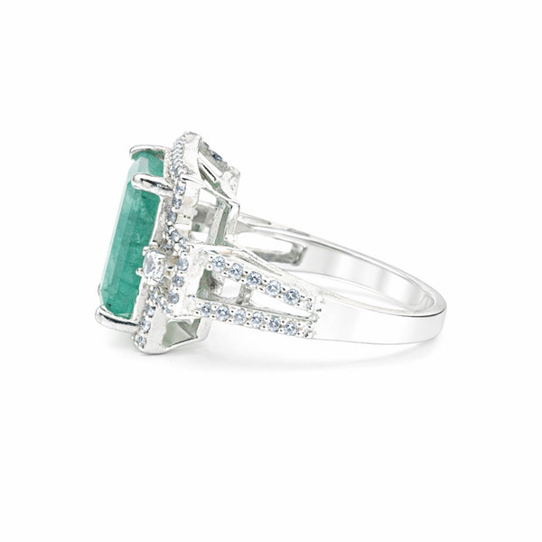 Emerald Gemstone Ring 1.85 Ct. Emerald Cut 925 Sterling Silver Mother's Day Gift