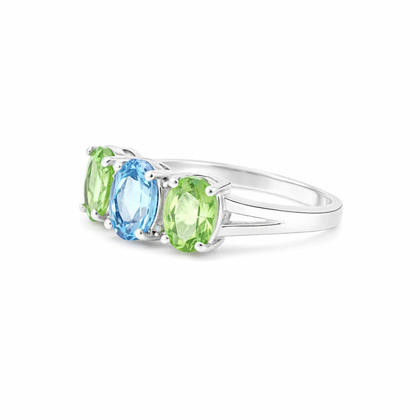 Green Amethyst Oval Ring 2.00 Ct. 925 Sterling Silver Stackable Eternity Band Gi