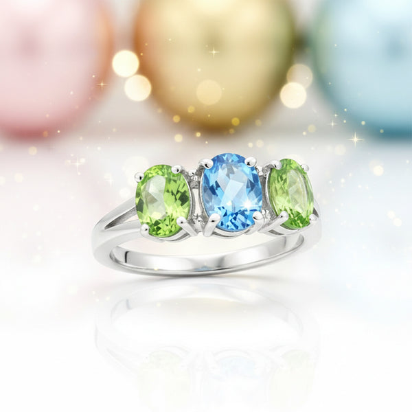 Green Amethyst Oval Ring 2.00 Ct. 925 Sterling Silver Stackable Eternity Band Gi