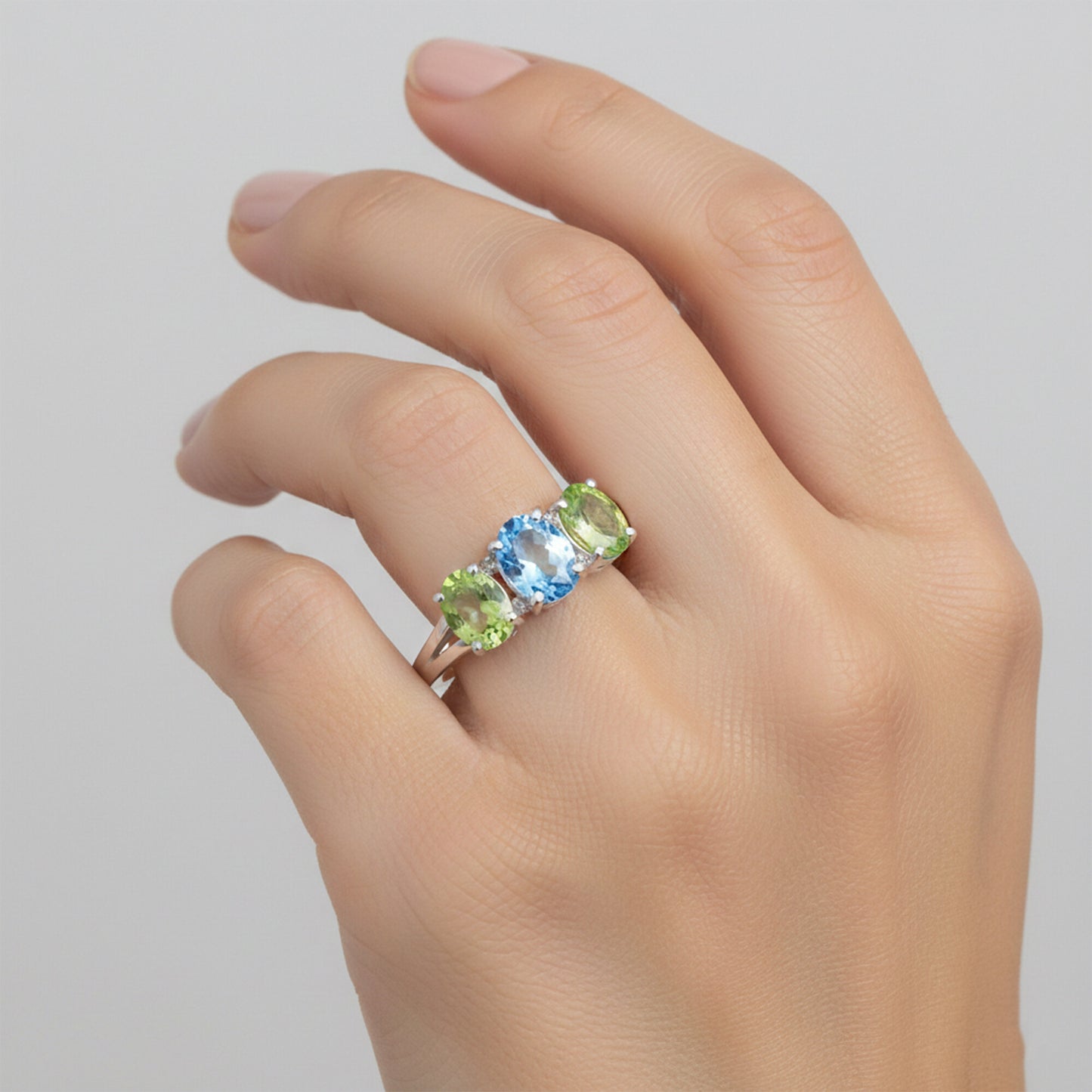 Green Amethyst Oval Ring 2.00 Ct. 925 Sterling Silver Stackable Eternity Band Gi