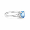 2.45 Ct. Blue Aquamarine Ring Oval Cut 925 Sterling Silver Eternity Band Fine Gi