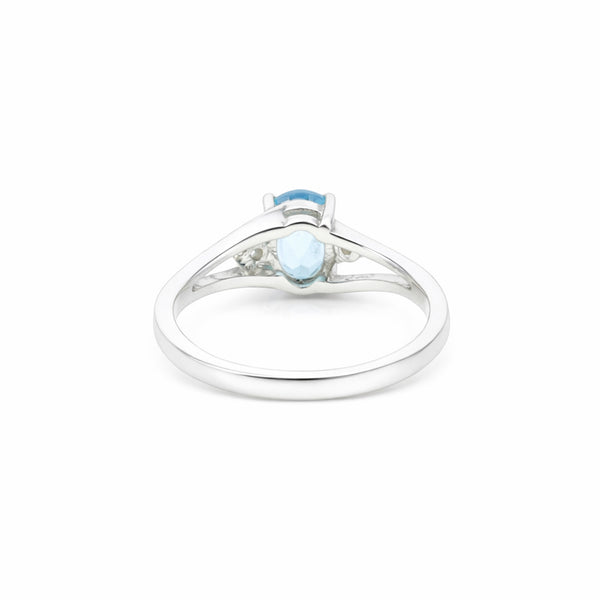 2.45 Ct. Blue Aquamarine Ring Oval Cut 925 Sterling Silver Eternity Band Fine Gi