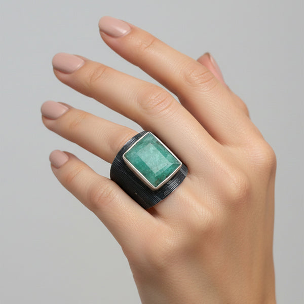 1.95 Ct. Emerald Emerald Solitaire Ring 925 Sterling Silver Anniversary Fine Jew