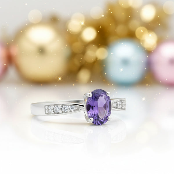 Amethyst Oval Cut 3.65 Ct. Gemstone Ring 925 Sterling Silver Women Gift