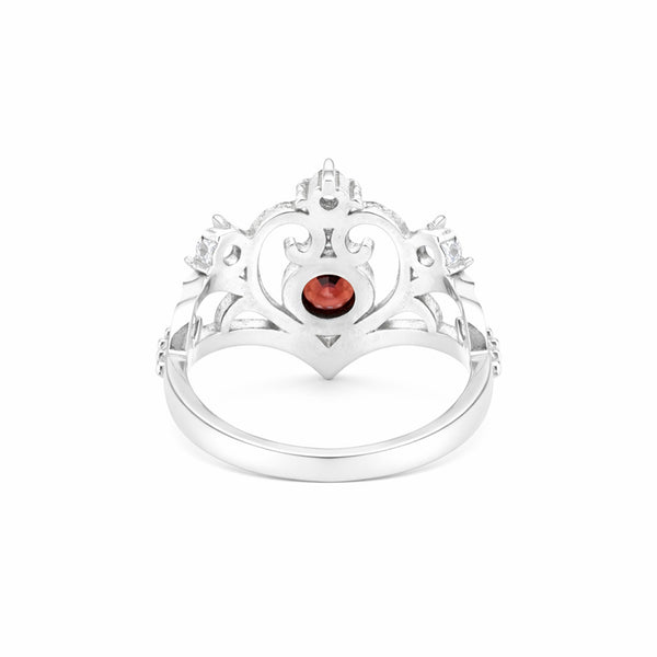 Red Garnet Solitaire Ring 4.50 Ct. Round Cut 925 Sterling Silver Stackable Band