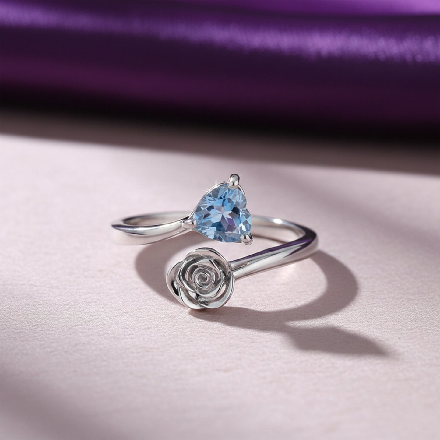 3.25 Ct. Aquamarine Trillion Cut Ring 925 Sterling Silver Women Fine Jewelry