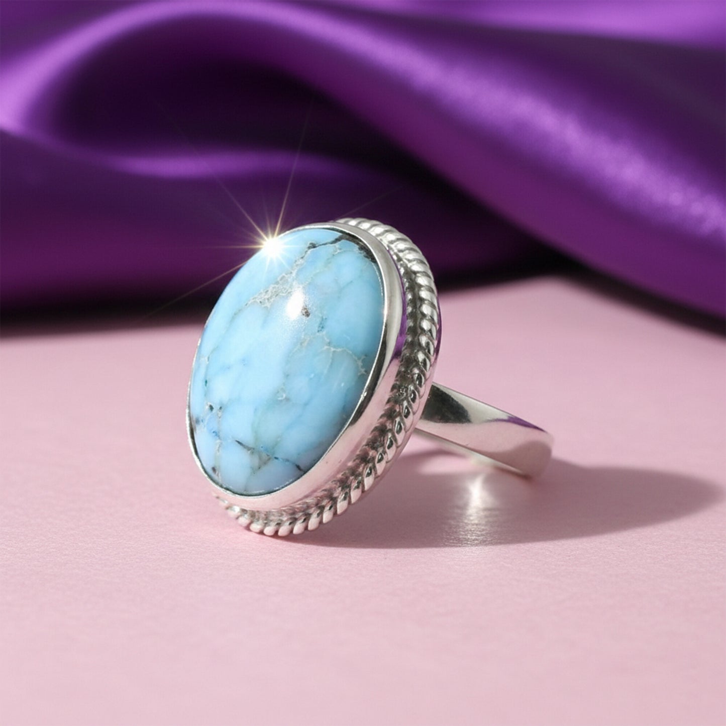 Turquoise Gemstone Ring 3.54 Ct. Oval Cut 925 Sterling Silver Valentine's Day Gi