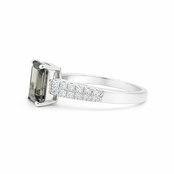 Brown Topaz Emerald Ring 1.24 Ct. 925 Sterling Silver Stackable Eternity Band Gi