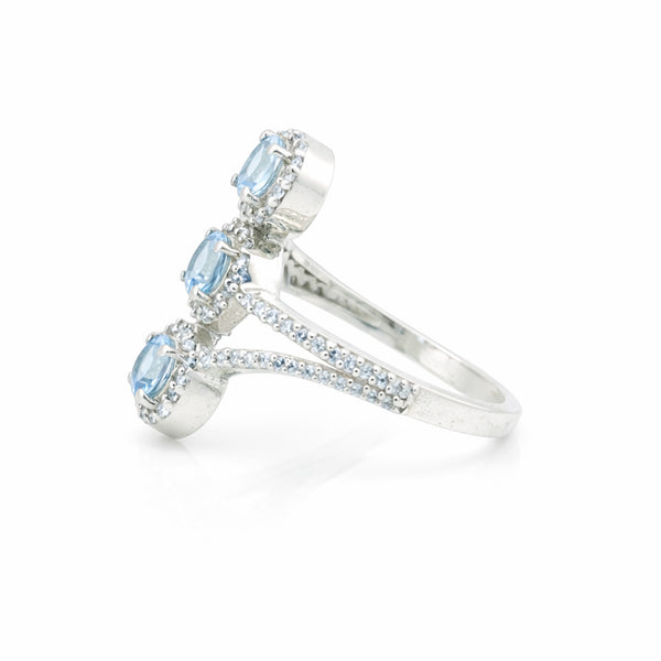 Aquamarine Round Cut Ring 3.78 Ct. 925 Sterling Silver Gift for Her Women