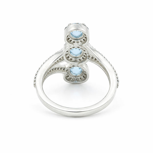 Aquamarine Round Cut Ring 3.78 Ct. 925 Sterling Silver Gift for Her Women