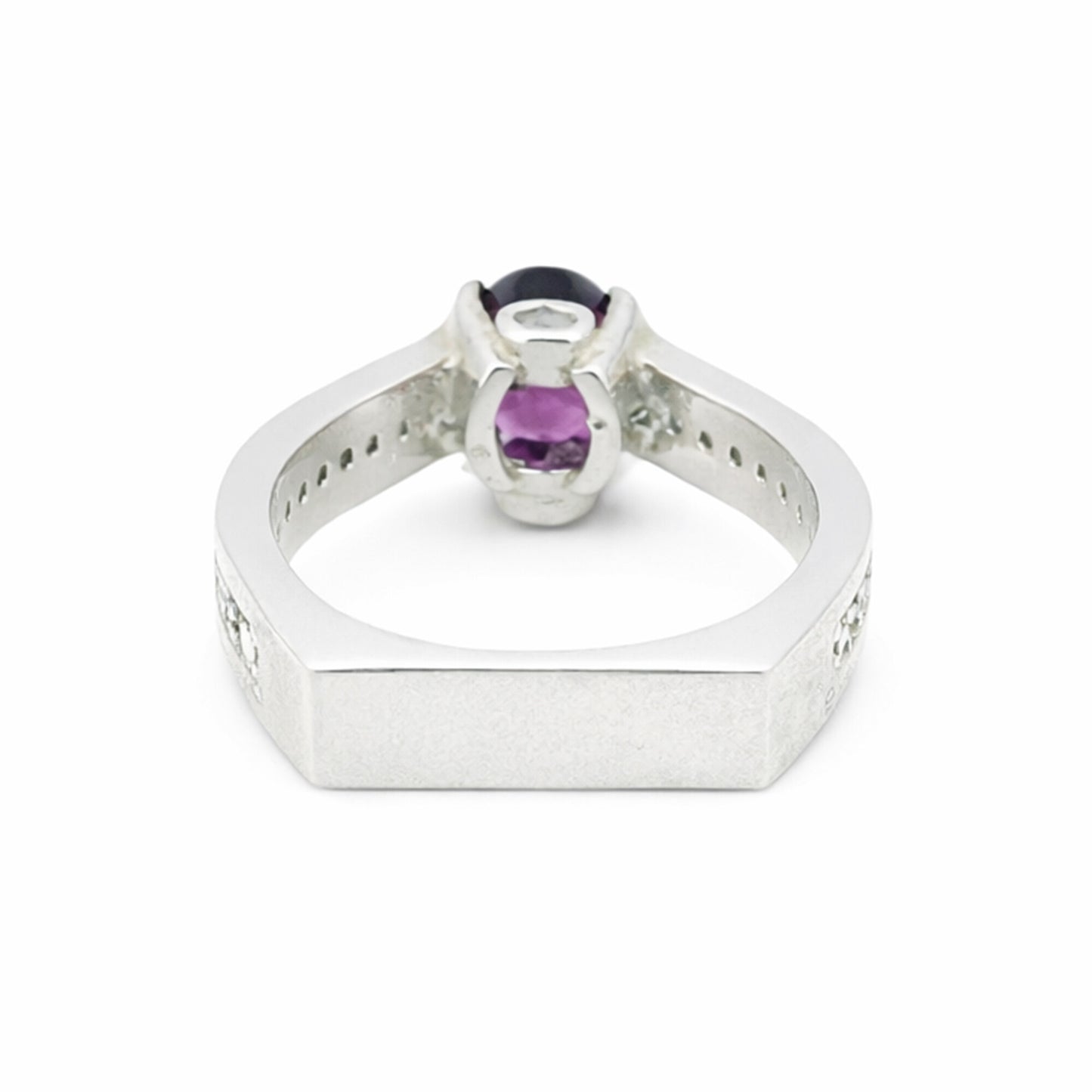 2.25 Ct. Purple Amethyst Ring Oval Cut 925 Sterling Silver Eternity Band Fine Gi